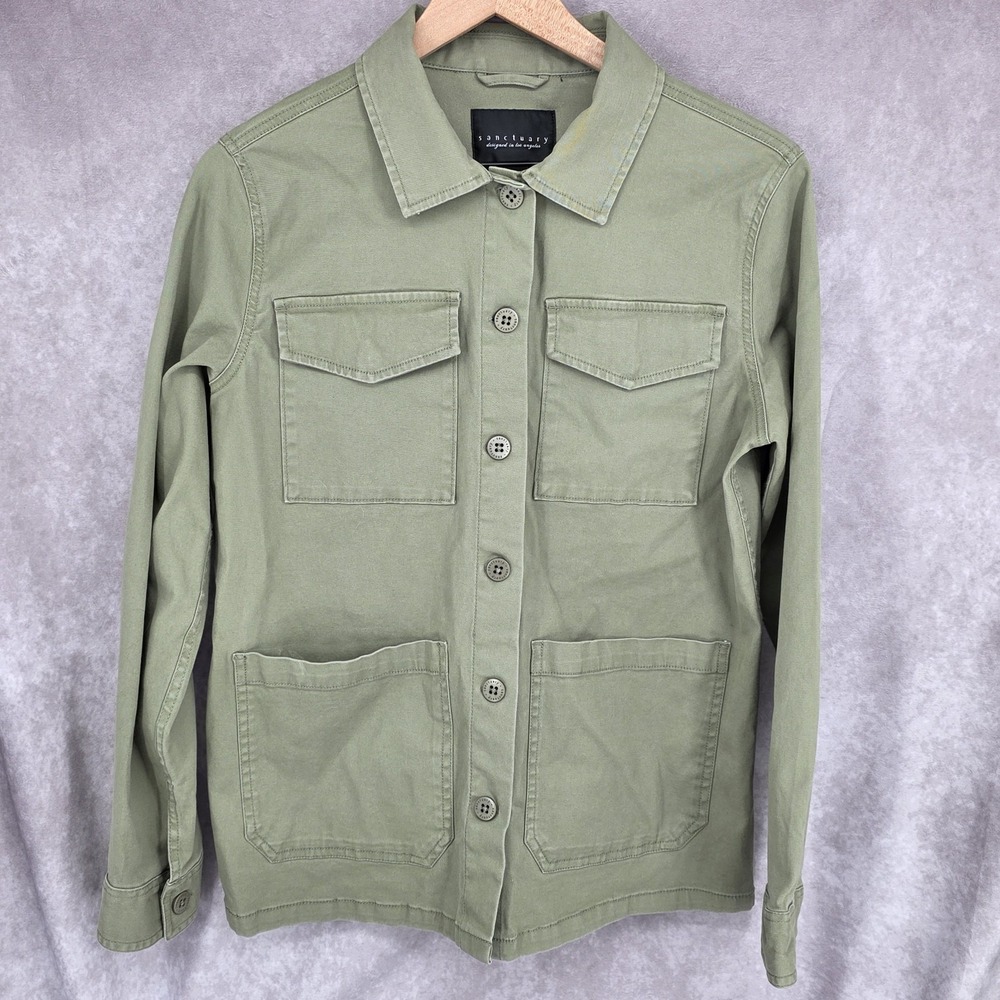 Sanctuary Womens Jacket Military Green Size Small Button Closures